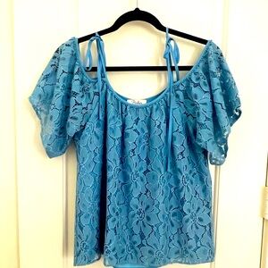 Parker blue lace off the shoulder top